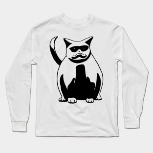 Emotional Cat Black Long Sleeve T-Shirt